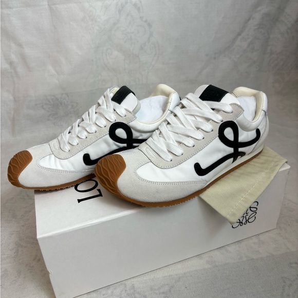 Loewe White and Black Sneakers with Gum Sole